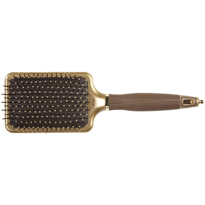 Olivia Garden Expert Care Rectangular with Nylon Bristles Gold & Brown